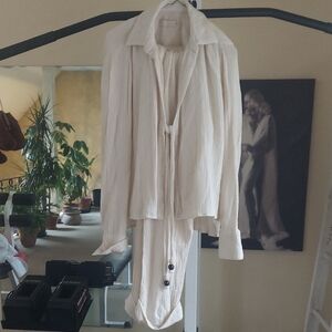 Savannah Cream Textured Blouse and Matching Pants